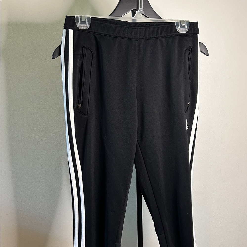 adidas Black Kids Joggers with White Stripes
